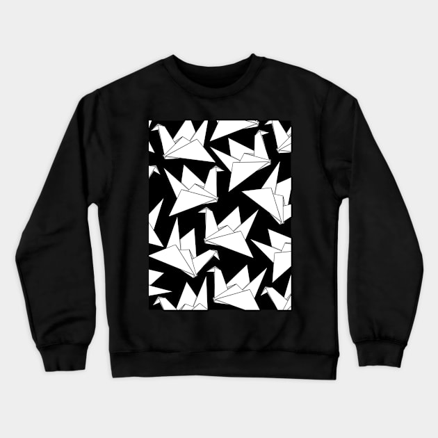 Origami Crane Black Crewneck Sweatshirt by Sketchbook ni Abi